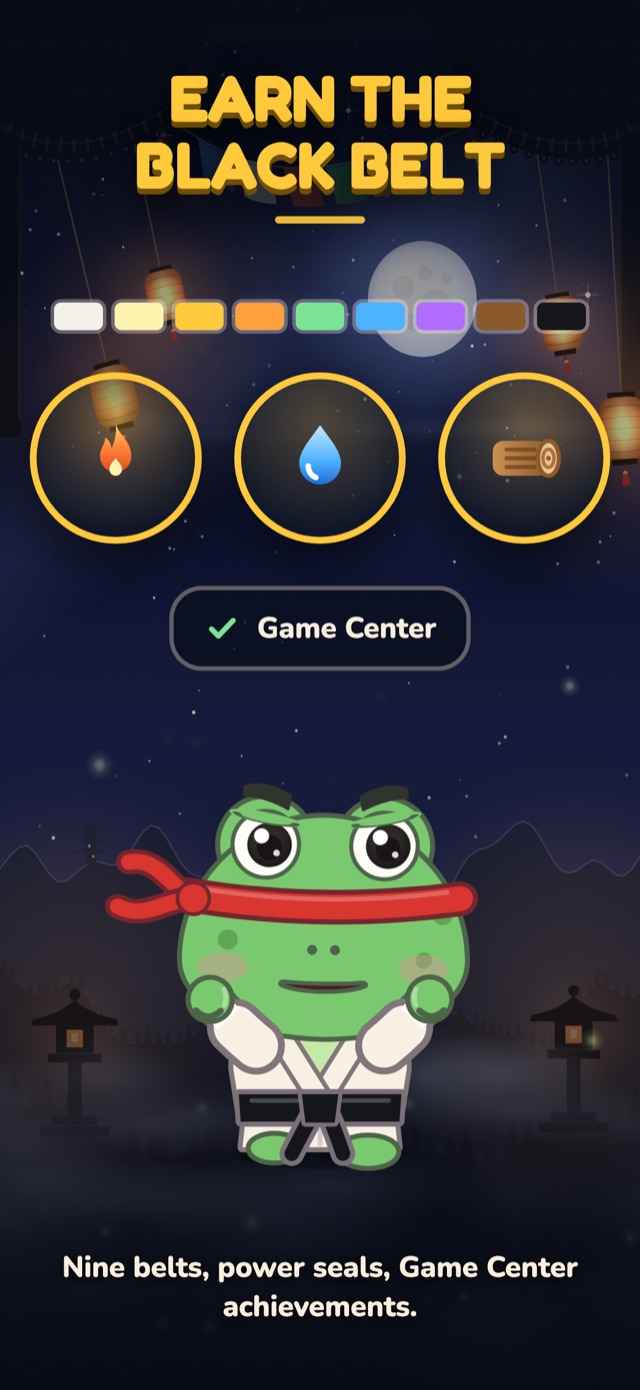 Belt progression screen with achievements